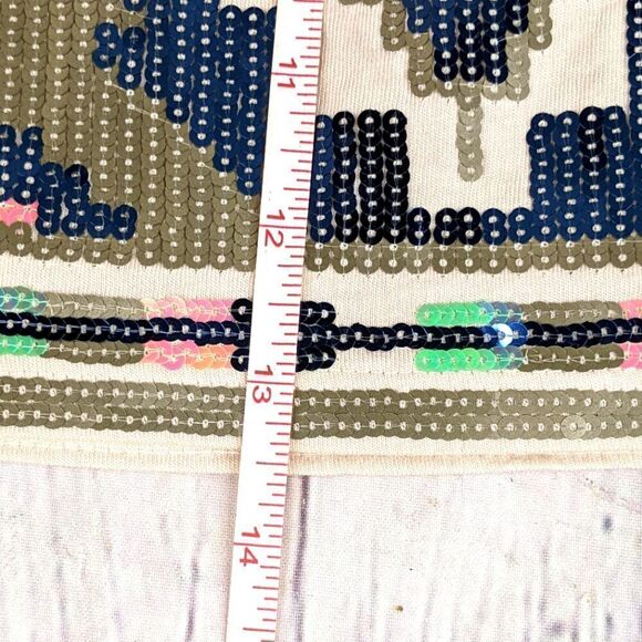 Express Aztec Sequin Embellished Fully Lined Mini Skirt - Picture 9 of 14